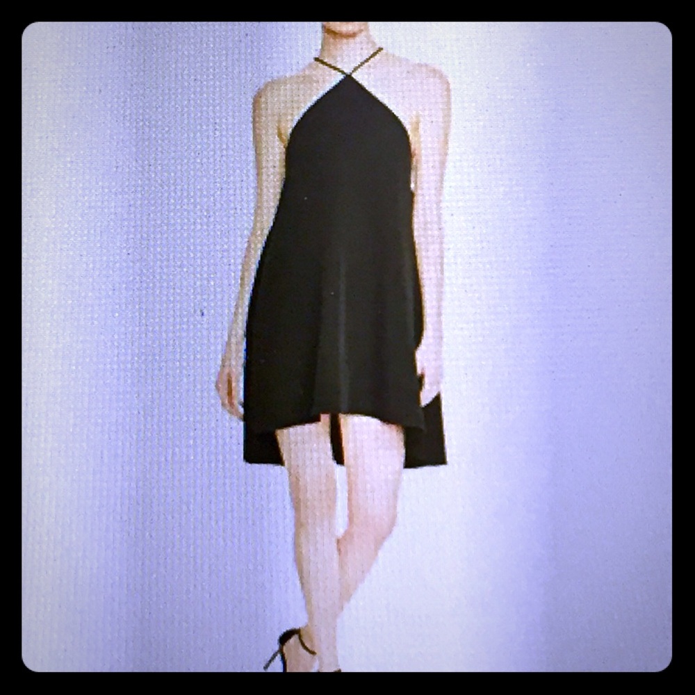 ✨Milly Black Cascade Hi-Low Back Halter Dress✨